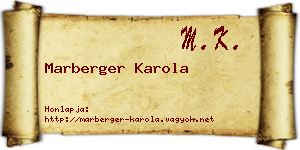 Marberger Karola névjegykártya